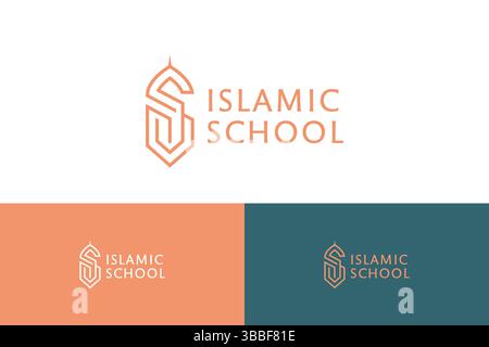 Letter I and S Geometric Line Style and Minimalist Symbol Logo for Education and Islamic School. Stock Vector