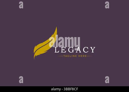 Legal, Law and Firm Business Logo Concept with Feather or Quill Abstract Shape Sign Symbol. Stock Vector