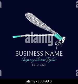 Dragonfly Brand Logo Design Stock Vector