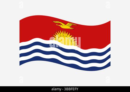 Flag of Kiribati. Kiribati wavy flag digital vector illustration. Fluttering flag. Stock Vector