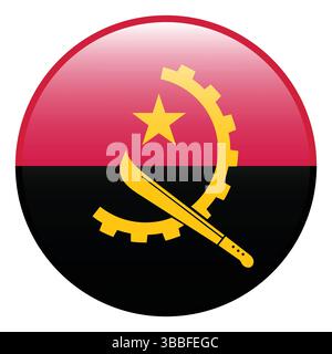 Flag of Angola. Angola circle flag 3d logo icon computer vector illustration design. Stock Vector
