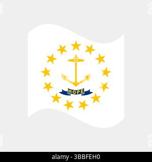 Flag of Rhode Island. Rhode Island wavy flag digital vector illustration. Fluttering flag. Stock Vector