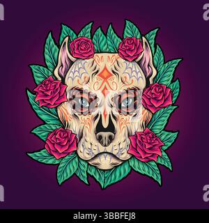 design of head dog with roses vector illustration Stock Vector Image ...