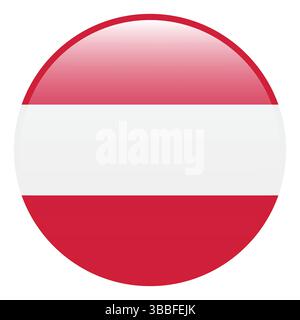 Flag of Austria. Austria circle flag 3d logo icon computer vector illustration design. Stock Vector