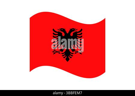 Flag of Albania. Albania wavy flag digital vector illustration. Fluttering flag. Stock Vector