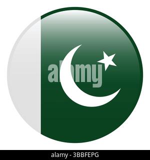 Flag of Pakistan. Pakistan circle flag 3d logo icon computer vector illustration design. Stock Vector