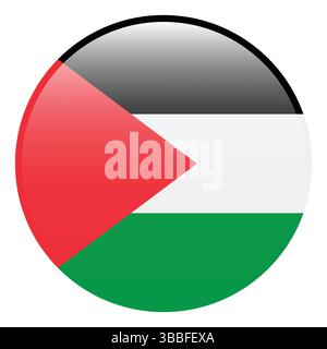 Flag of Palestine. Palestine circle flag 3d logo icon computer vector illustration design. Stock Vector