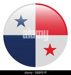 Flag of Panama. Panama circle flag 3d logo icon computer vector illustration design. Stock Vector
