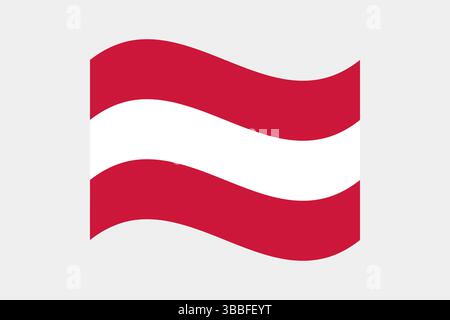 Flag of Austria. Austria wavy flag digital vector illustration. Fluttering flag. Stock Vector