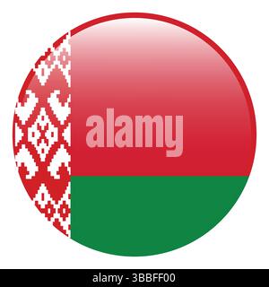 Flag of Belarus. Belarus circle flag 3d logo icon computer vector illustration design. Stock Vector