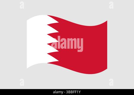 Flag of Bahrain. Bahrain wavy flag digital vector illustration. Fluttering flag. Stock Vector