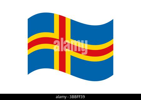 Flag of Aland. Aland wavy flag digital vector illustration. Fluttering flag. Stock Vector