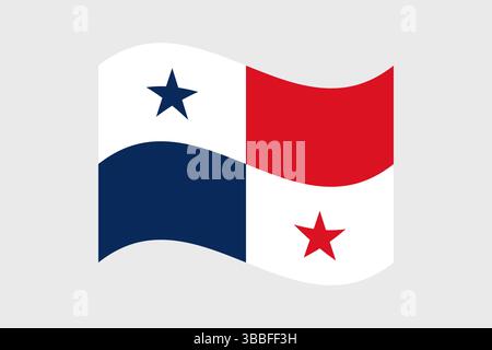Flag of Panama. Panama wavy flag digital vector illustration. Fluttering flag. Stock Vector