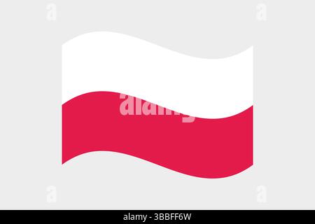Flag of Poland. Poland wavy flag digital vector illustration. Fluttering flag. Stock Vector