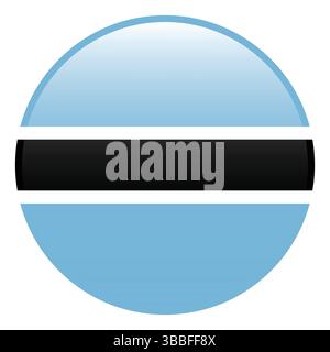 Flag of Botswana. Botswana circle flag 3d logo icon computer vector illustration design. Stock Vector