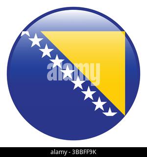 Flag of Bosnia and Herzegovina. Bosnia and Herzegovina circle flag 3d logo icon computer vector illustration design. Stock Vector