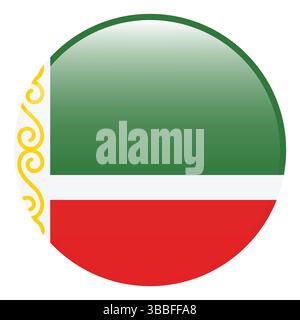 Flag of Chechnya. Chechnya circle flag 3d logo icon computer vector illustration design. Stock Vector
