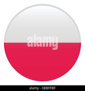 Flag of Poland. Poland circle flag 3d logo icon computer vector illustration design. Stock Vector