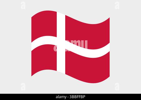Flag of Denmark. Denmark wavy flag digital vector illustration. Fluttering flag. Stock Vector