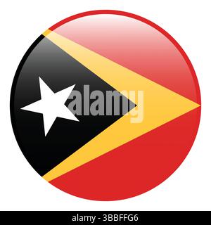 Flag of East Timor. East Timor circle flag 3d logo icon computer vector illustration design. Stock Vector
