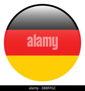 Flag of Germany. Germany circle flag 3d logo icon computer vector illustration design. Stock Vector