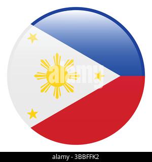 Flag of Philippines. Philippines circle flag 3d logo icon computer vector illustration design. Stock Vector