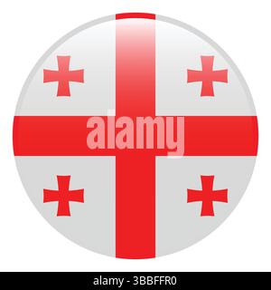Flag of Georgia. Georgia circle flag 3d logo icon computer vector illustration design. Stock Vector