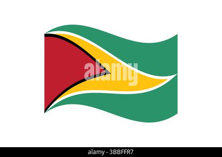 Flag of Guyana. Guyana wavy flag digital vector illustration. Fluttering flag. Stock Vector