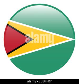 Flag of Guyana. Guyana circle flag 3d logo icon computer vector illustration design. Stock Vector
