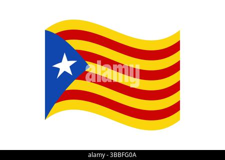 Flag of Catalonia. Catalonia flag. Catalonia wavy flag digital vector illustration. Fluttering flag. Stock Vector