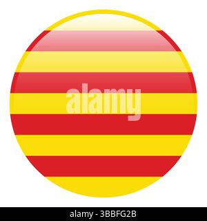 Flag of Catalonia. Catalonia circle flag 3d logo icon computer vector illustration design. Stock Vector
