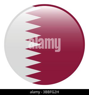 Flag of Qatar. Qatar circle flag 3d logo icon computer vector illustration design. Stock Vector