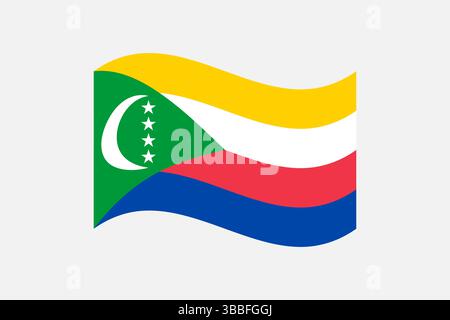 Flag of Comoros. Comoros wavy flag digital vector illustration. Fluttering flag. Stock Vector
