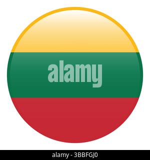Flag of Lithuania. Lithuania circle flag 3d logo icon computer vector illustration design. Stock Vector