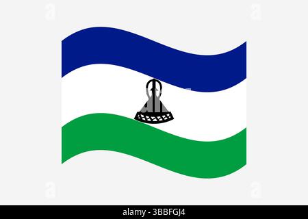 Flag of Lesotho. Lesotho wavy flag digital vector illustration. Fluttering flag. Stock Vector