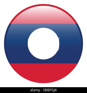 Flag of Laos. Laos circle flag 3d logo icon computer vector illustration design. Stock Vector