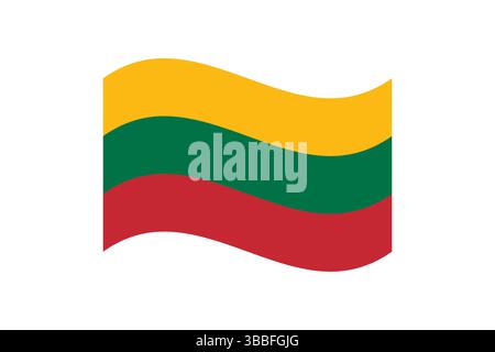 Flag of Lithuania. Lithuania wavy flag digital vector illustration. Fluttering flag. Stock Vector