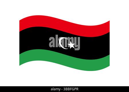Flag of Libya. Libya wavy flag digital vector illustration. Fluttering flag. Stock Vector