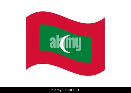 Flag of Maldives. Maldives wavy flag digital vector illustration. Fluttering flag. Stock Vector