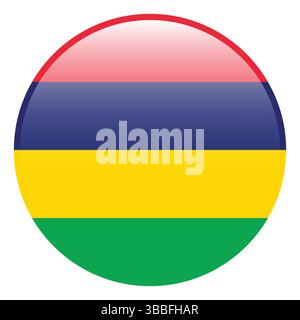 Flag of Mauritius. Mauritius circle flag 3d logo icon computer vector illustration design. Stock Vector
