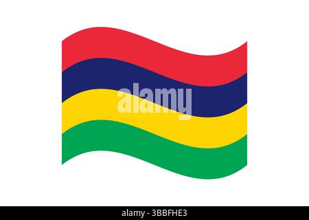 Flag of Mauritius. Mauritius wavy flag digital vector illustration. Fluttering flag. Stock Vector