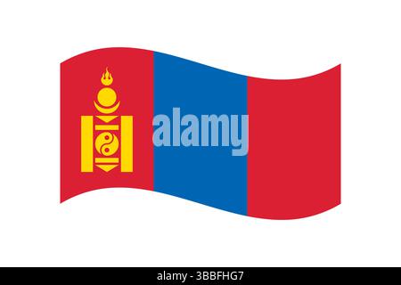 Flag of Mongolia. Mongolia wavy flag digital vector illustration. Fluttering flag. Stock Vector