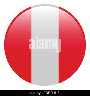 Flag of Peru. Peru circle flag 3d logo icon computer vector illustration design. Stock Vector
