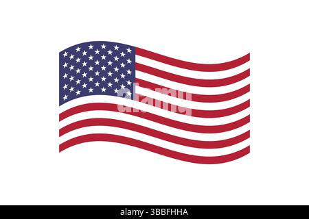 Flag of United States of America. US flag. United States of America wavy flag digital vector illustration. Fluttering flag. Stock Vector