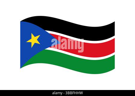 Flag of South Sudan. South Sudan wavy flag digital vector illustration. Fluttering flag. Stock Vector