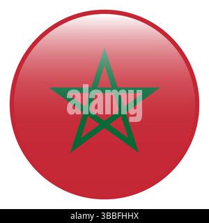Flag of Morocco. Morocco circle flag 3d logo icon computer vector illustration design. Stock Vector