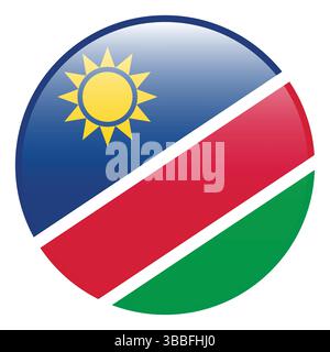 Flag of Namibia. Namibia circle flag 3d logo icon computer vector illustration design. Stock Vector
