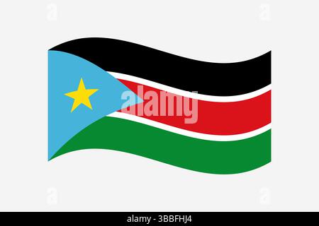Flag of South Sudan. South Sudan wavy flag digital vector illustration. Fluttering flag. Stock Vector