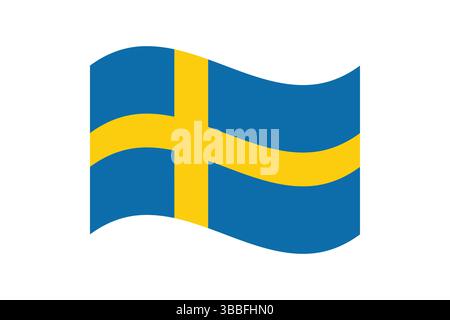 Flag of Sweden. Sweden wavy flag digital vector illustration. Fluttering flag. Stock Vector