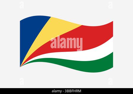 Flag of Seychelles. Seychelles wavy flag digital vector illustration. Fluttering flag. Stock Vector